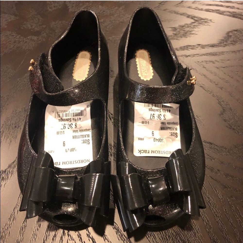 Black Sparkly Mini Melissa 9 NWT
